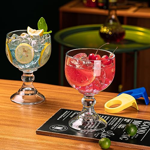 Wookgreat 21.5oz Set of 4 Schooner Beer & Margarita Glasses with Color Clips