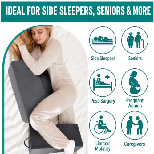 SJFFDP Grey 3-Piece Bed Wedge Pillow Set for Post-Surgery & Side Sleeping