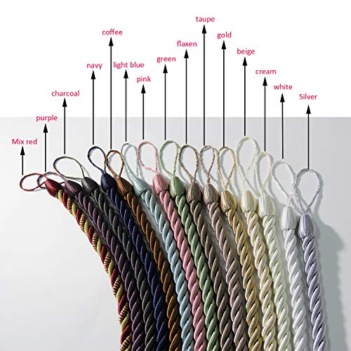 Handmade Rope Curtain Tiebacks with Metal Hooks - Set of 2