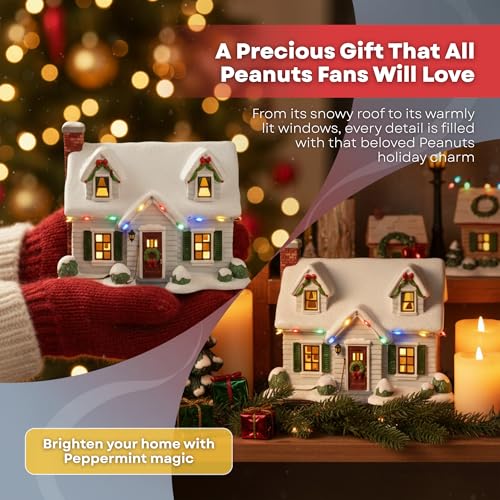 Department 56 Peanuts Christmas Village Peppermint Patty House - Lighted Ceramic Collectible with USB