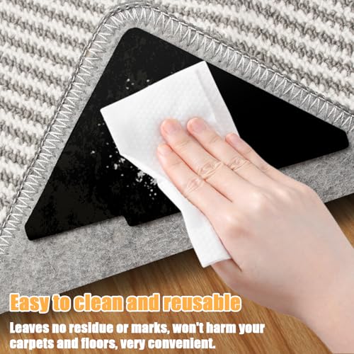 10 Pcs Non-Slip Rug Grippers, Washable Triangle Rug Tape for Hardwood Floors