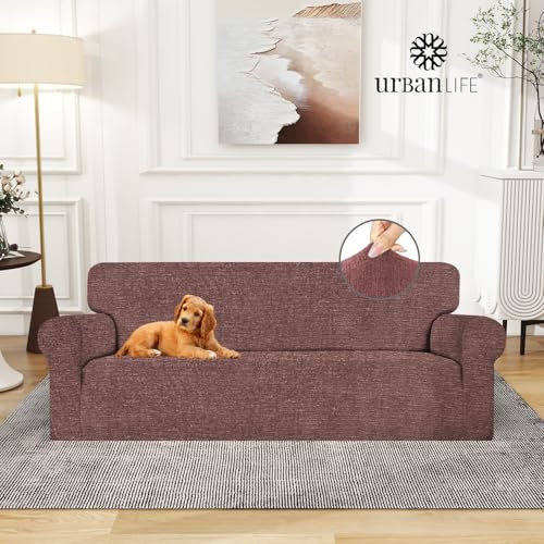 Stretch Sofa Slipcover - 1-Piece Couch Protector, Soft & Breathable, Machine Washable, Pet Friendly, Chocolate