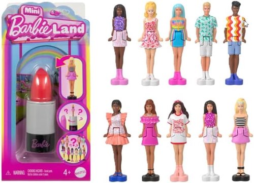 Barbie Mini Fashionistas Dolls - 1.5-Inch Surprise Reveal in Lipstick Tube | Pack of 4 Styles