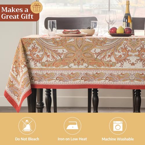 100% Cotton Rectangular Tablecloth 60x108 Inches for Holiday & Fall Decor