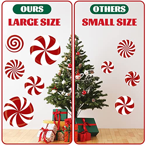 Peppermint Christmas Floor & Wall Decals 14-Piece Candy Cane 3D Self-Adhesive Sticker Set