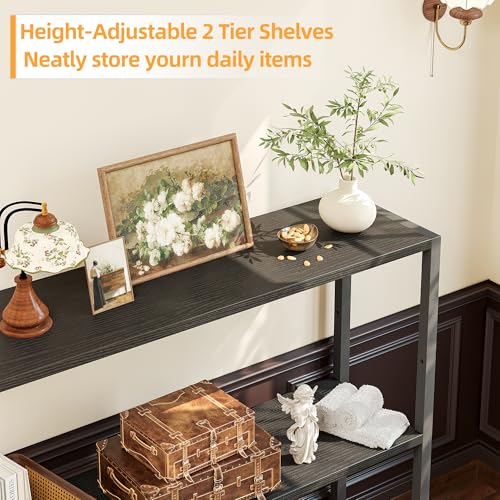 29.5-Inch Narrow Console Table with 3-Tier Shelves, Black Entryway Table