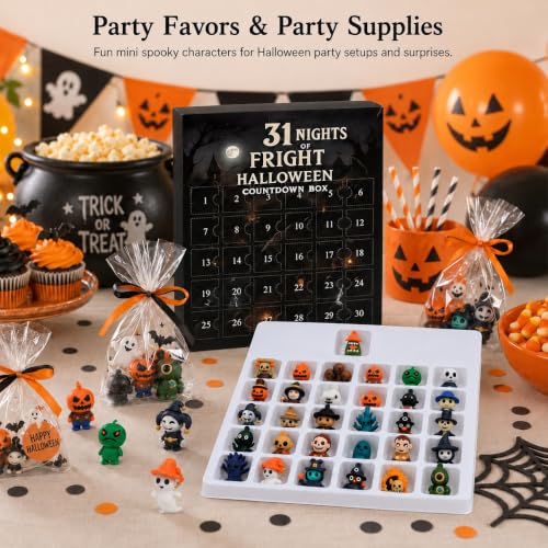 Halloween Advent Calendar with 31 Mini Spooky Figurines - 31-Day Countdown Box