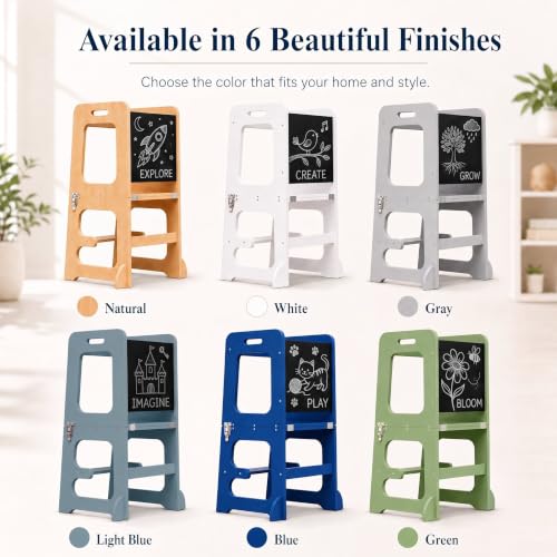4-in-1 Foldable Toddler Learning Tower, Step Stool, Desk and Chair Set