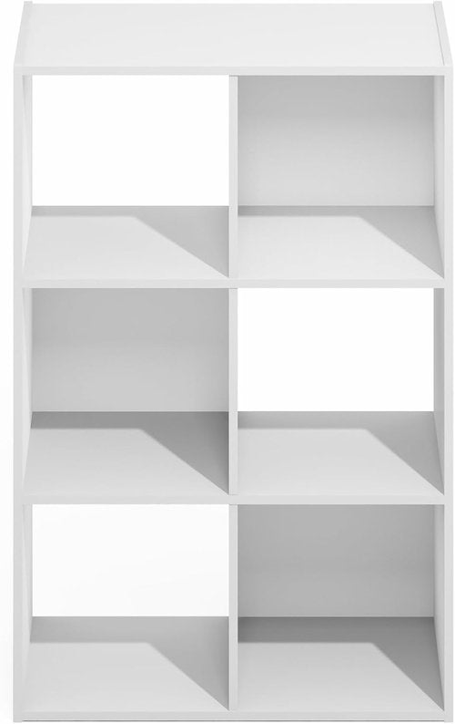 Furinno PELLI Bookshelf - 3x2 Cube Storage Organizer Cabinet | Plain White, Ideal for Living Room & Home Office
