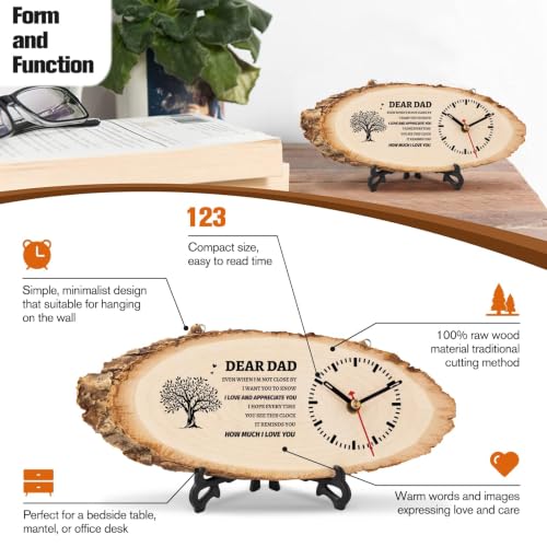 Engraved Wooden Clock DIY Gift for Dad - Personalized Table or Wall Decor