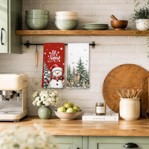 Madalo Vintage Christmas Tree Snowman Kitchen Towels Set of 2 - Winter-3