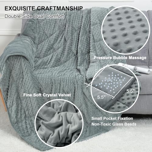 15lb Weighted Blanket Queen Size 60x80 Reversible Minky Dot & Microfiber