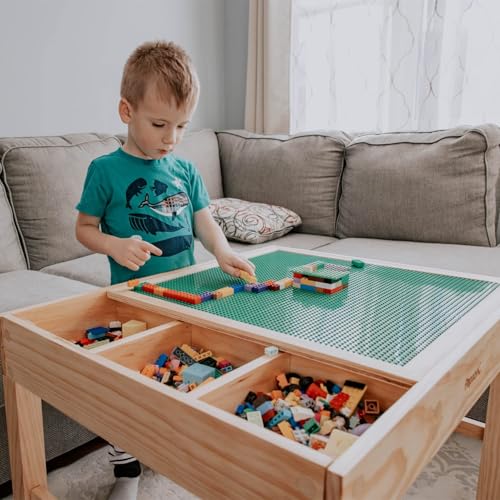 2-in-1 Kids Activity Table with Building Block Surface and Storage