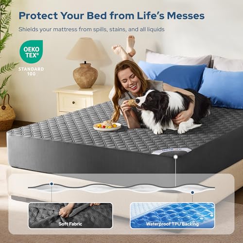 BEDLORE 2-Pack Waterproof Queen Mattress Protector - Deep Pocket Gray