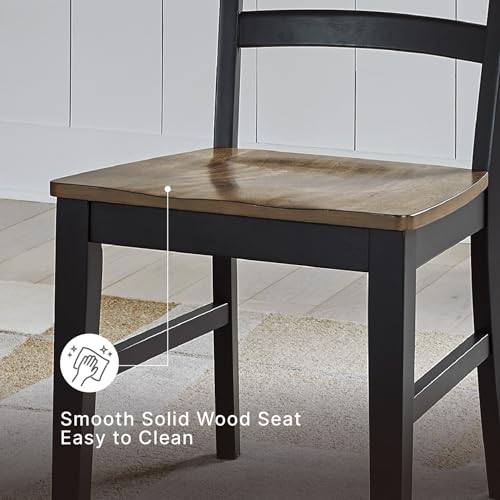 Modern Ladderback Dining Chairs Set of 2, Two-Tone Wood Kitchen Chairs