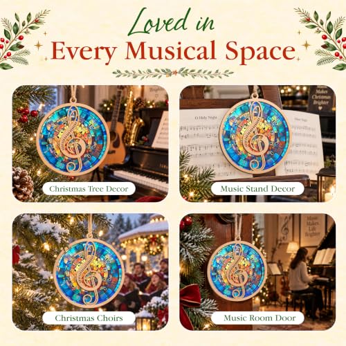 Christmas Music Gifts for Musicians Men Women - Wooden Treble Clef Ornament