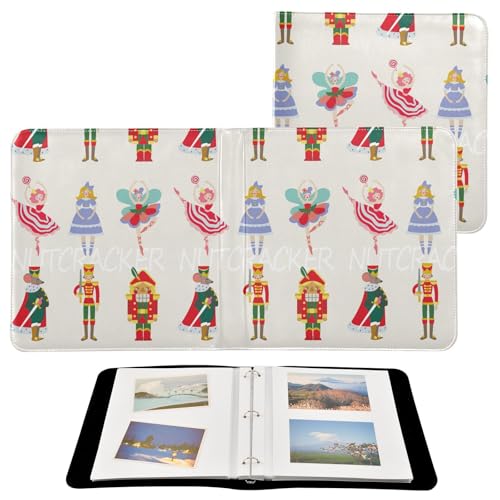 Yasala Multicolored Christmas Photo Album with Vegan PU Leather Cover - 20 Sheets, 3-Ring Binder
