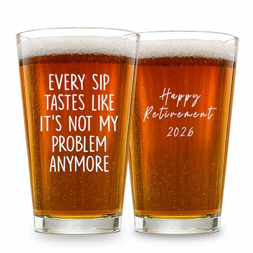 Funny Retirement Beer Glass 2026 - 16oz Retirement Gift for Men