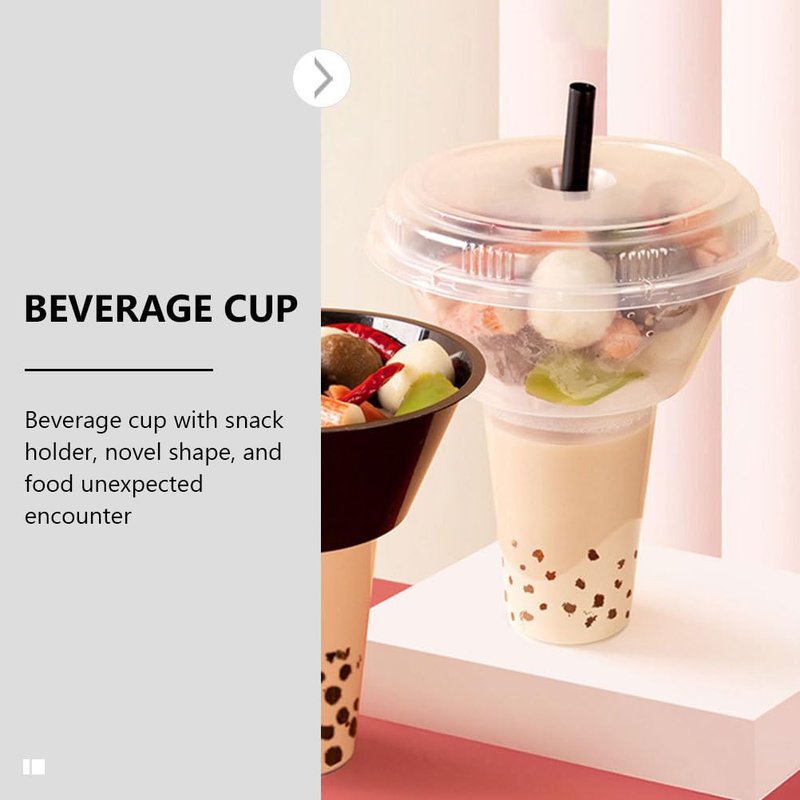 Hemoton 5 Sets Reusable Snack Containers with Tumbler and Snack Bowl Combo for Fries Chips and Drinks - Portable Cup Combination for Home Dining and Entertaining