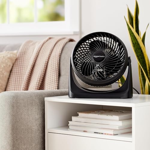 Amazon Basics Air Circulator Desk Fan with 3-Speed Settings and 90-Degree Tilt, Black