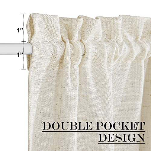 NICETOWN 80 inches Sidelight Door Curtains for French Door Linen Sheer Window Panels for Kitchen Patio Glass Adjuatble Curtains with Tieback, 26 x 80 Inches, 1 Panel, Linen