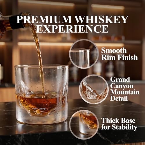 Grand Canyon Whiskey Glasses, Set of 2, 10oz Freezable Crystal Rocks Glasses