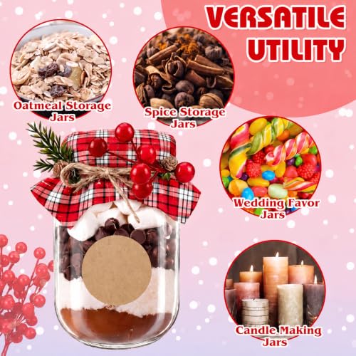 Thyle 6-Piece Christmas Mason Jar Set 16 oz – Hot Cocoa Supplies with Plaid Décor