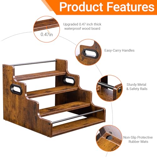 4-Tier Liquor Bottle Display Shelf – 16-Inch Rustic Wood & Metal Rack