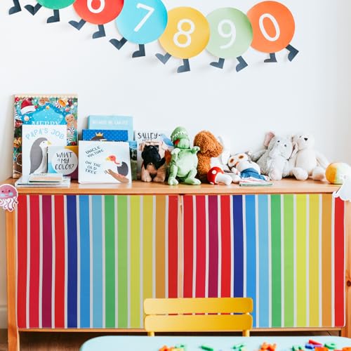 Rainbow Velvet Cabinet Curtains for Classroom Shelves - 6 Pack