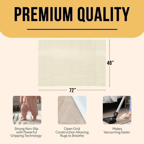Non-Slip Area Rug Pad 4x6 Feet - Anti-Slip Grip for Hardwood Floors