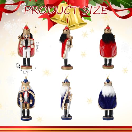 Wooden Christmas Nutcracker Ornaments, 10-Piece 5-Inch King Figures Set