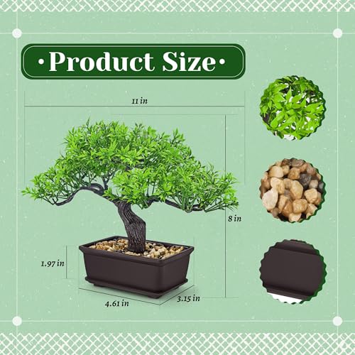 8" Artificial Bonsai Tree - Faux Plant for Zen Decor