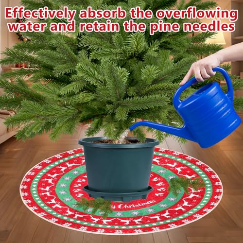Heavy Duty Christmas Tree Stand Mat 31 Inch Floor Protector with Festive Design
