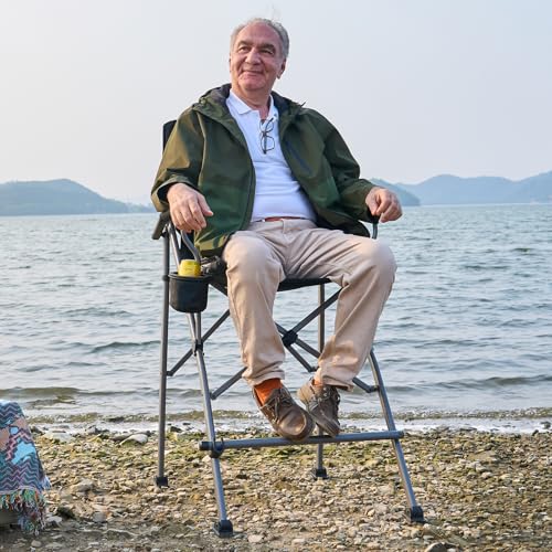 Tall Director Camping Chair, Foldable Portable Camp Seat with Footrest
