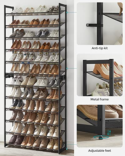 12-Tier Metal Shoe Rack Organizer, Stackable Shoe Storage Shelf