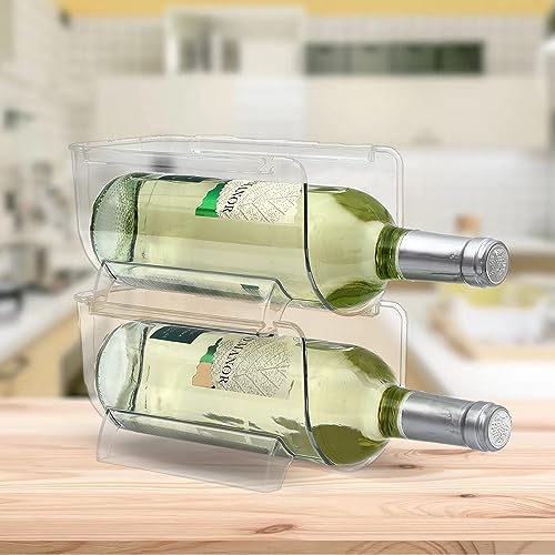 Stackable Wine Rack and Water Bottle Organizer for Fridge, Set of 2