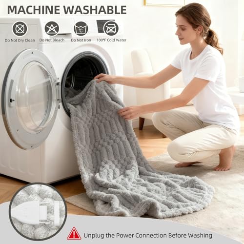 Electric Heated Throw Blanket, 50x60 Flannel Fleece with 12 Heat Levels