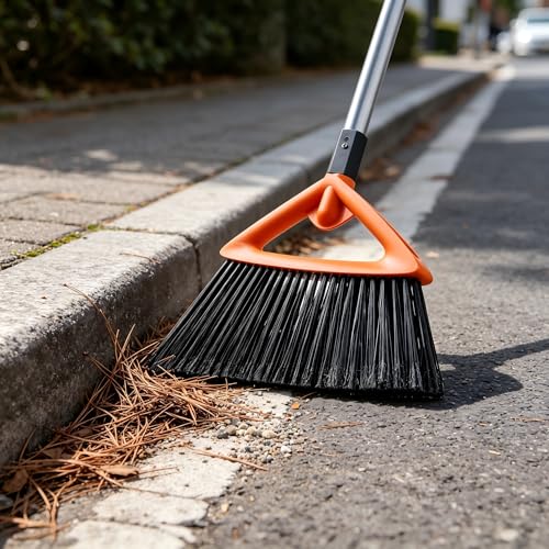 Heavy Duty Outdoor Broom with Stiff Bristles and 48" Long Handle
