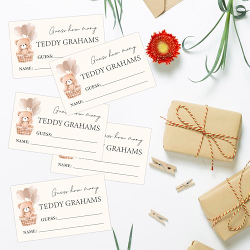 Teddy Bear Baby Shower Guessing Game Set with Sign and 30 Cards