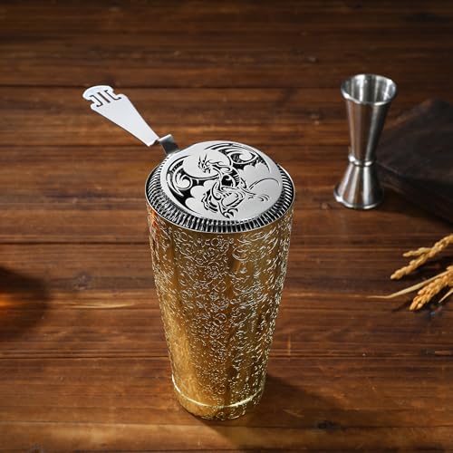 Pterosaur Stainless Steel Cocktail Strainer with Skull Design - Bar Tool by Cocktail Geek