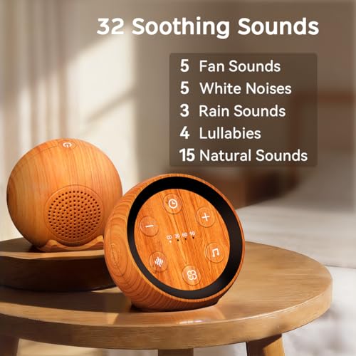 Portable Rechargeable White Noise Sound Machine - 32 Sounds & Timer