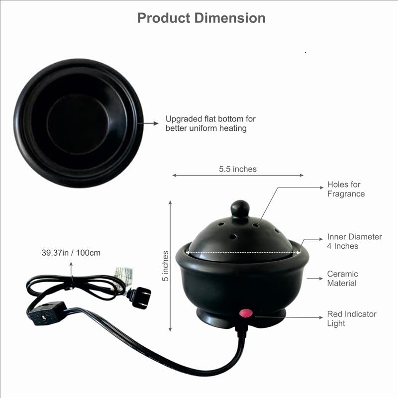 5-Inch Ceramic Electric Potpourri Warmer - Liquid Scent Diffuser for Home