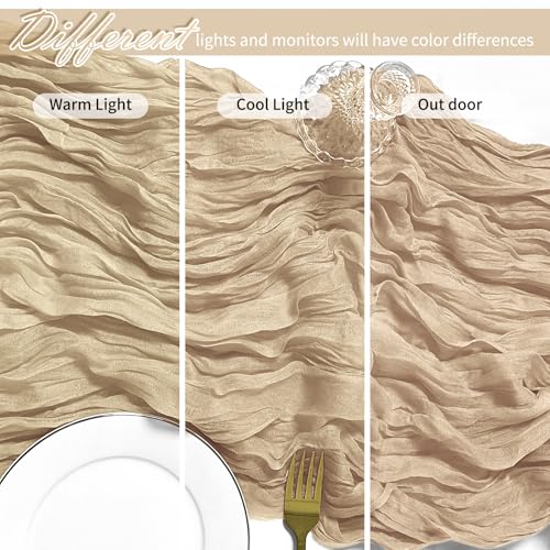 12-Pack Beige Cheesecloth Table Runners, 17 x 108 Inch Gauze Fabric