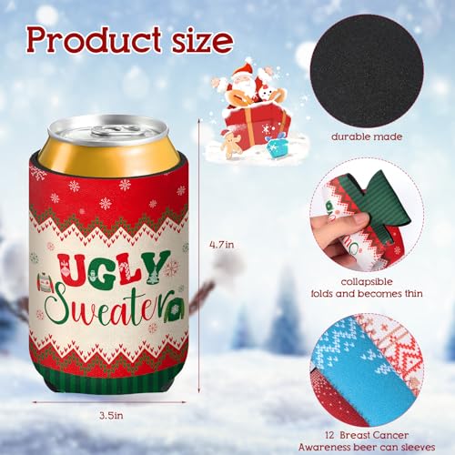 Tiamon 12 Pack Christmas Ugly Sweater Can Coolers - 12oz Party Sleeves