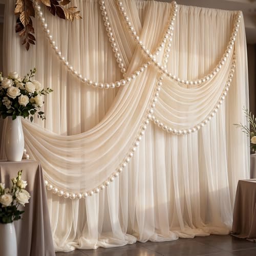 100 Pcs 2.2-Inch Pearlescent White Pearl Ball Garland Kit for Party Decor