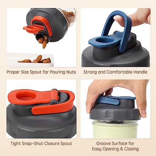 4-Pack Wide Mouth Mason Jar Flip-Top Lids, Leak-Proof Pour Spout Caps