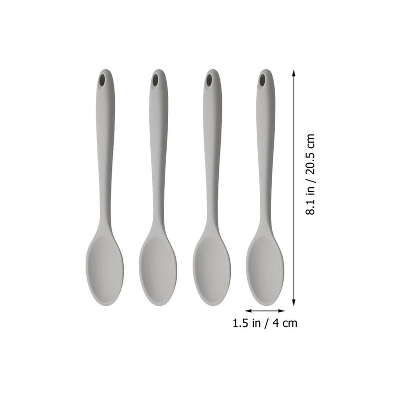 BIUDECO 4pcs Silicone Spoon Japanese Ramen Spoons Cake Decoration Soup Scoop Food Serving Spoons Rice Cream Soup Spoons Kitchen Mixing Spoon Concentrate Cooking Spoon