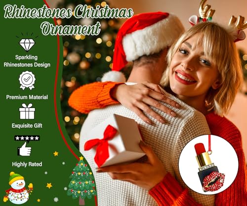 Lipstick Christmas Ornament - Makeup Ornaments for Tree Charm Red