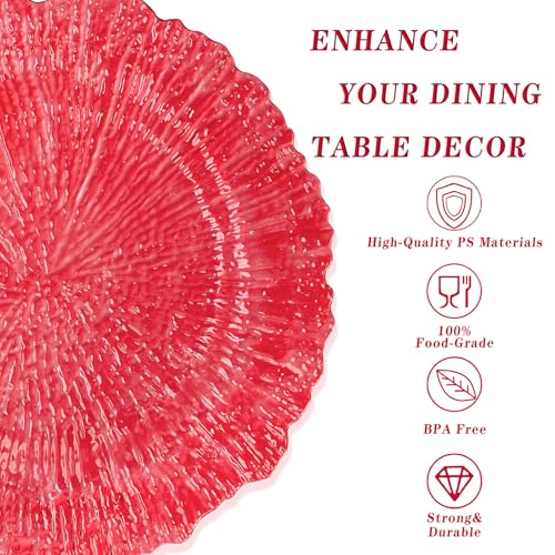60Pcs Clear & Red Plastic Plates – U-QE Disposable Party Plates (Red Variant)