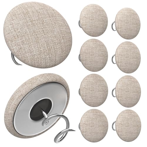 Linen Covered Twist Pins for Bed Skirts - 12 Pack Light Brown